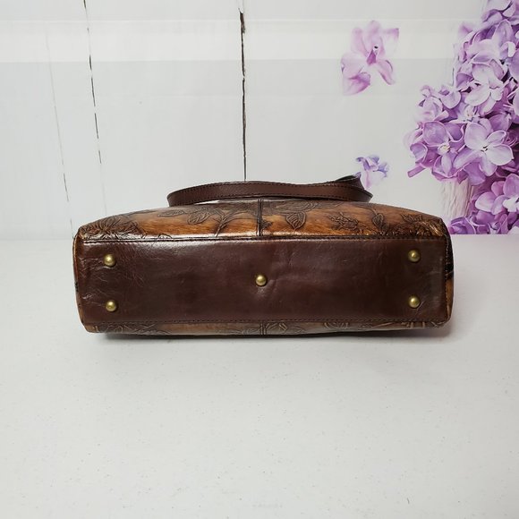 *SOLD* Patricia Nash Floral Poppy Florence Embossed Leather Shoulder Bag Tote - Picture 11 of 14